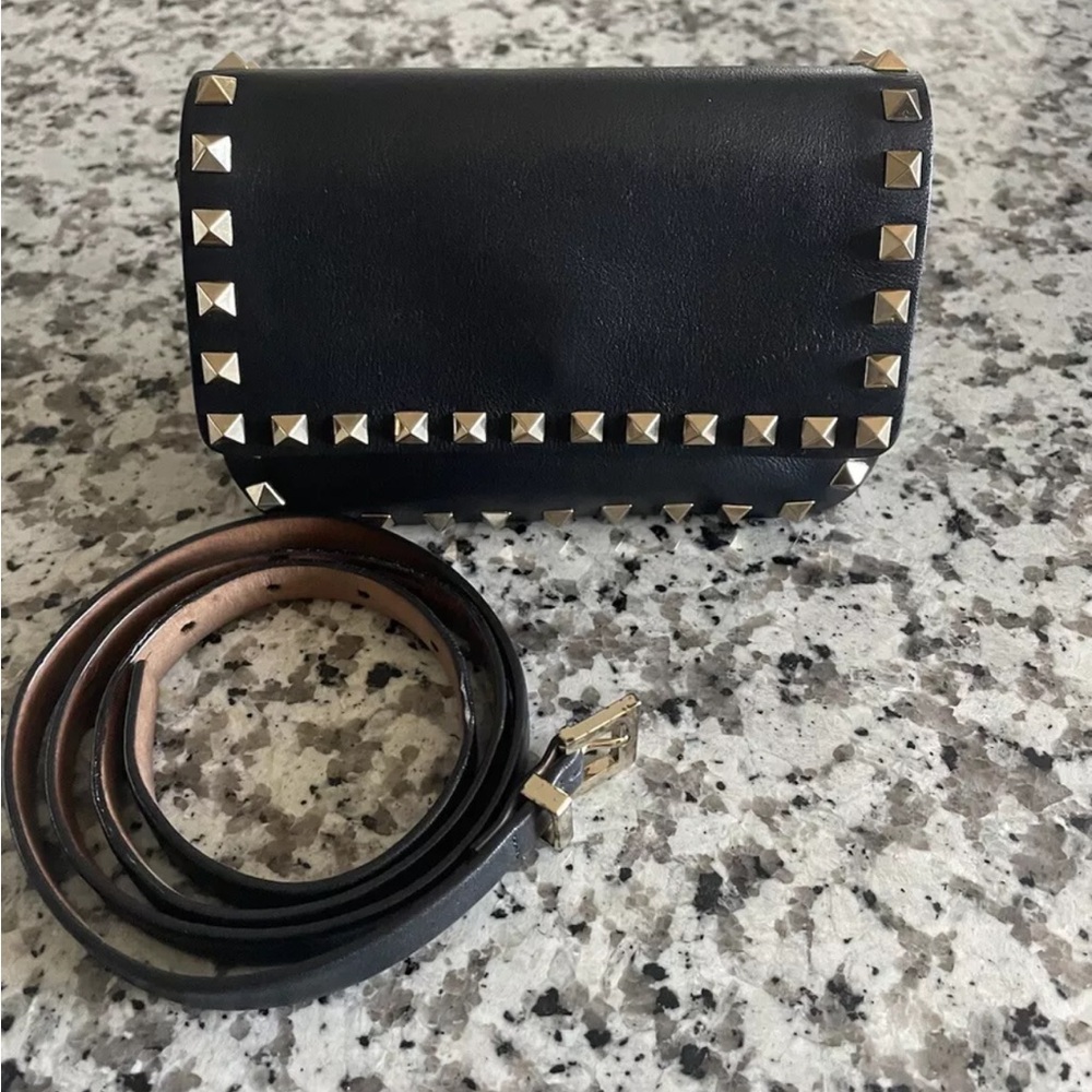 Valentino Garavani Rockstud Belt Bag Black Calf Leather Belt Bag
